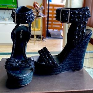 Bebe Abigail Black Wedges